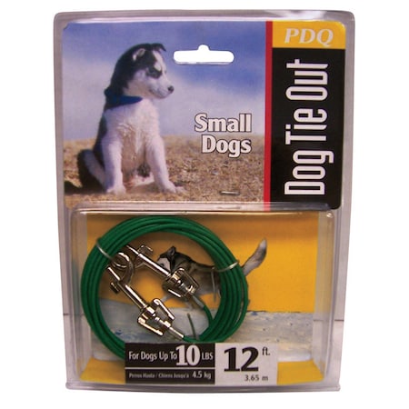Pdq PDQ Green / Silver Tie-Out Vinyl Coated Cable Dog Tie Out Small Q221200099